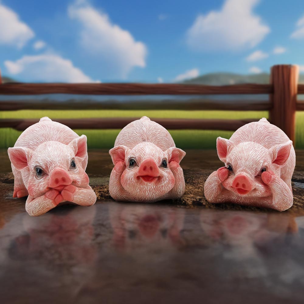 Three Wise Playful Pigs 5.2cm