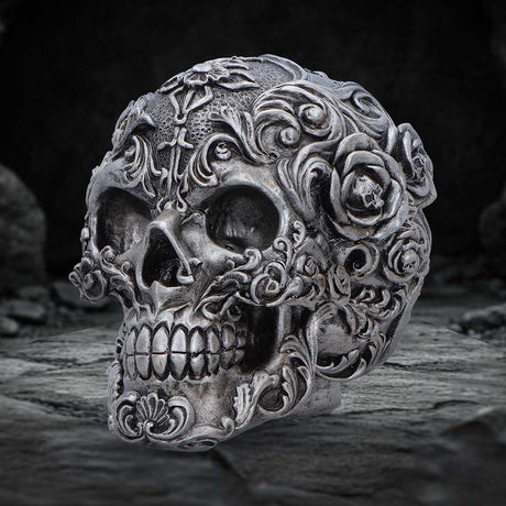 Gilded Memento Gothic Skull Figurine 12.2cm - Shop Figurines Medium (15-29cm) At Gift Moments - 1