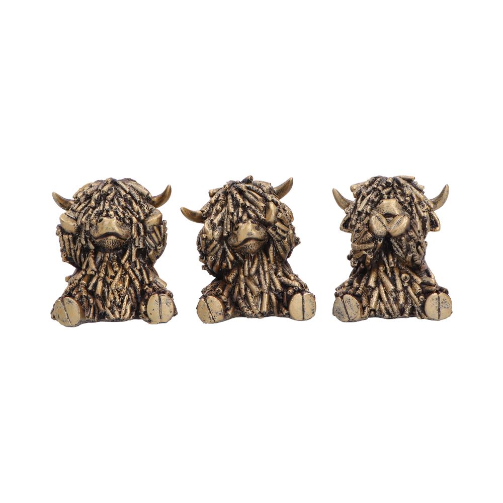 Three Wise Gold Highland Cows 7.5cm - Shop Figurines Small (Under 15cm) At Gift Moments - 2