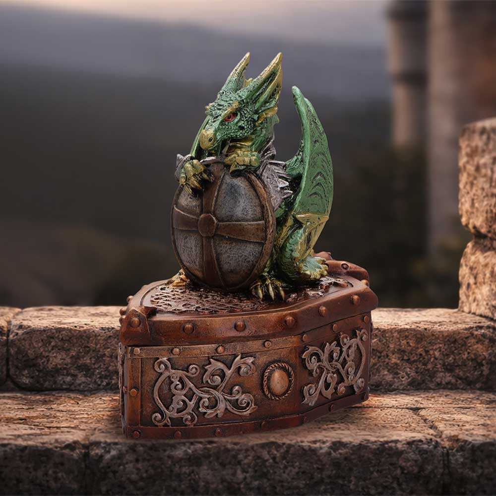 Green Dragon Shield on Shield Box 13.4cm - Shop Boxes At Gift Moments - 1