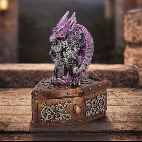 Purple Dragon on Shield Box 13.8cm - Shop Boxes At Gift Moments - 1