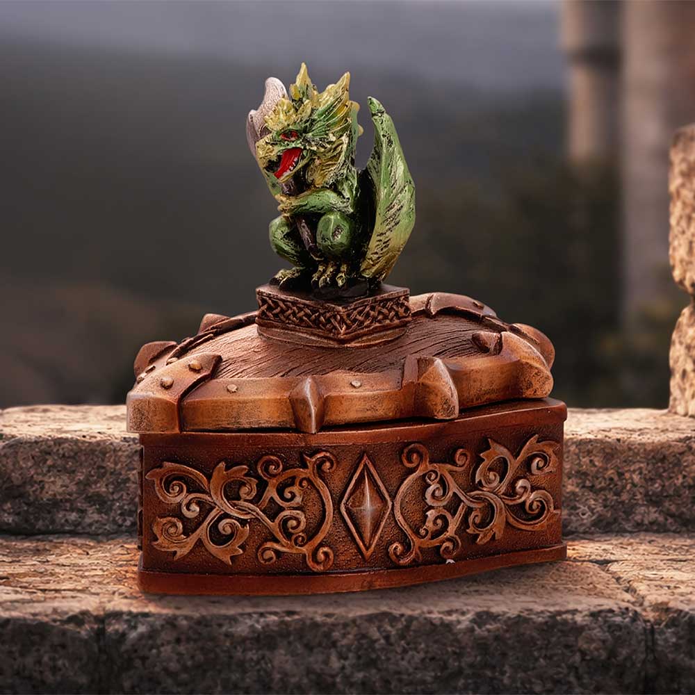 Green Dragon on Shield Box 10.5cm - Shop Boxes At Gift Moments - 1