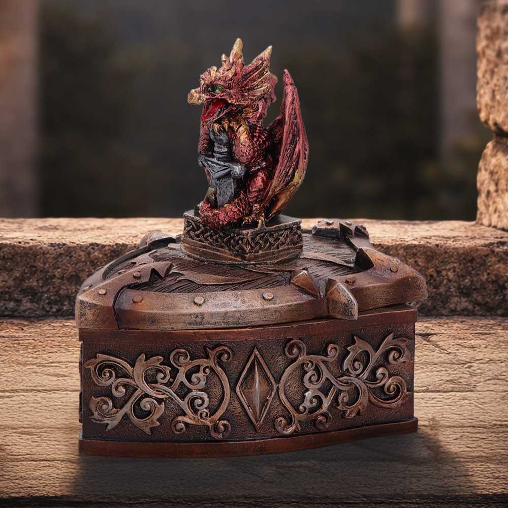 Red Dragon on Shield Box 10.5cm - Shop Boxes At Gift Moments - 1