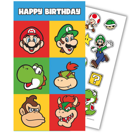 Super Mario Birthday Card With Stickers - Shop Greeting Cards At Gift Moments - 1