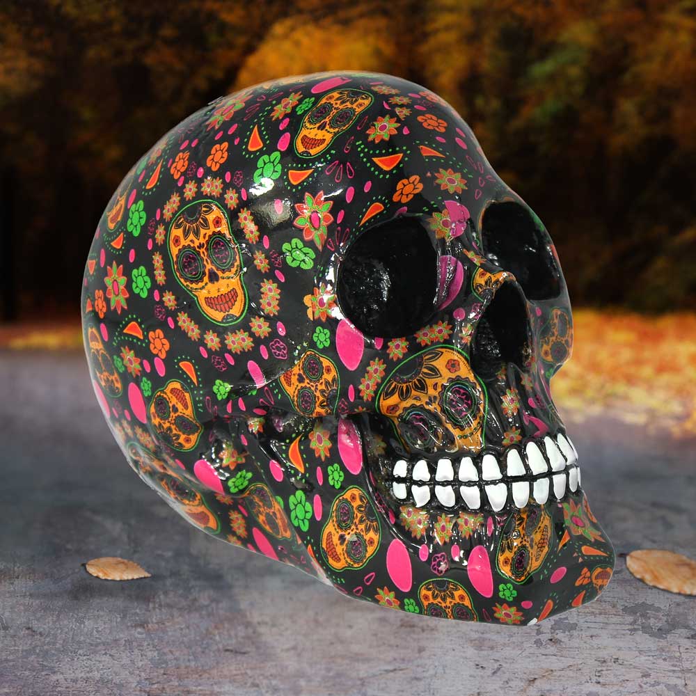 Viva! Day of the Dead Print Skull 19cm: 1 - Figurines Medium (15-29cm) By Gift Moments