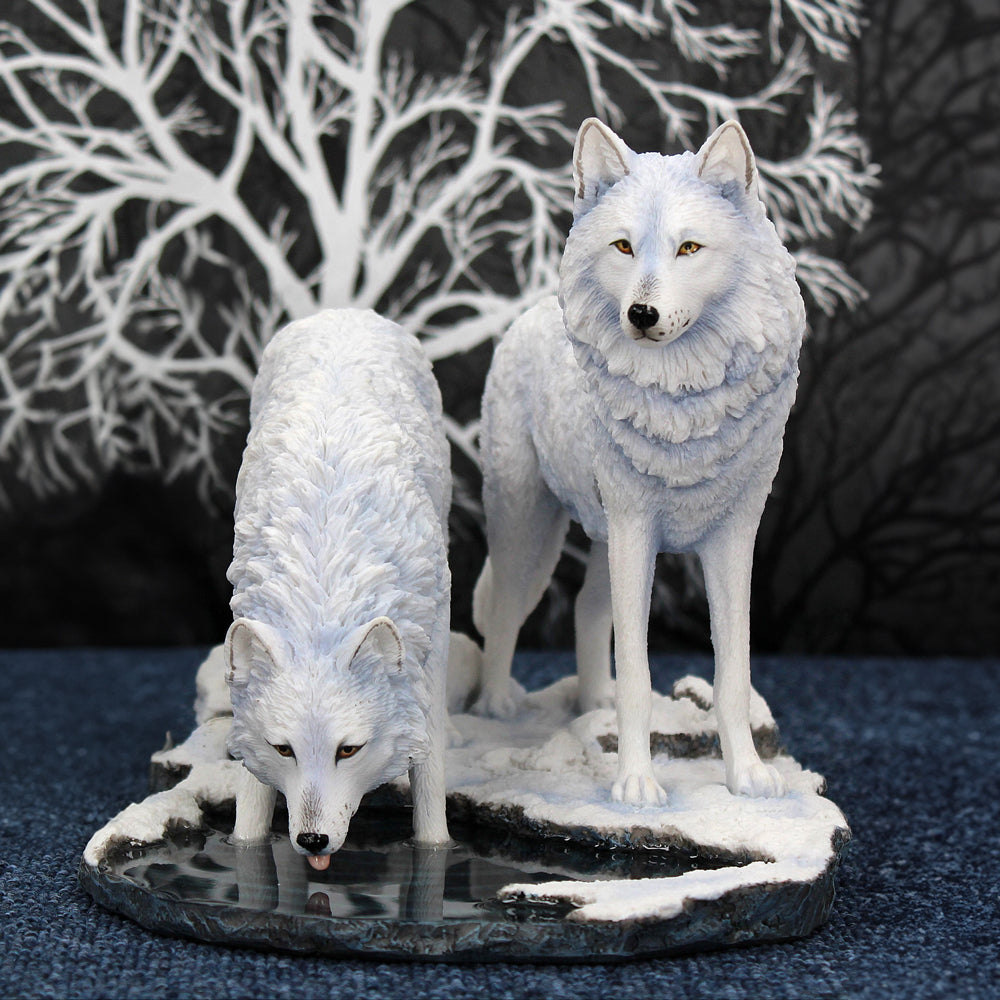 Warriors of Winter Wolf Figurine by Lisa Parker Snowy Wolf Ornament: 1 - Figurines Large (30-50cm) By Lisa Parker