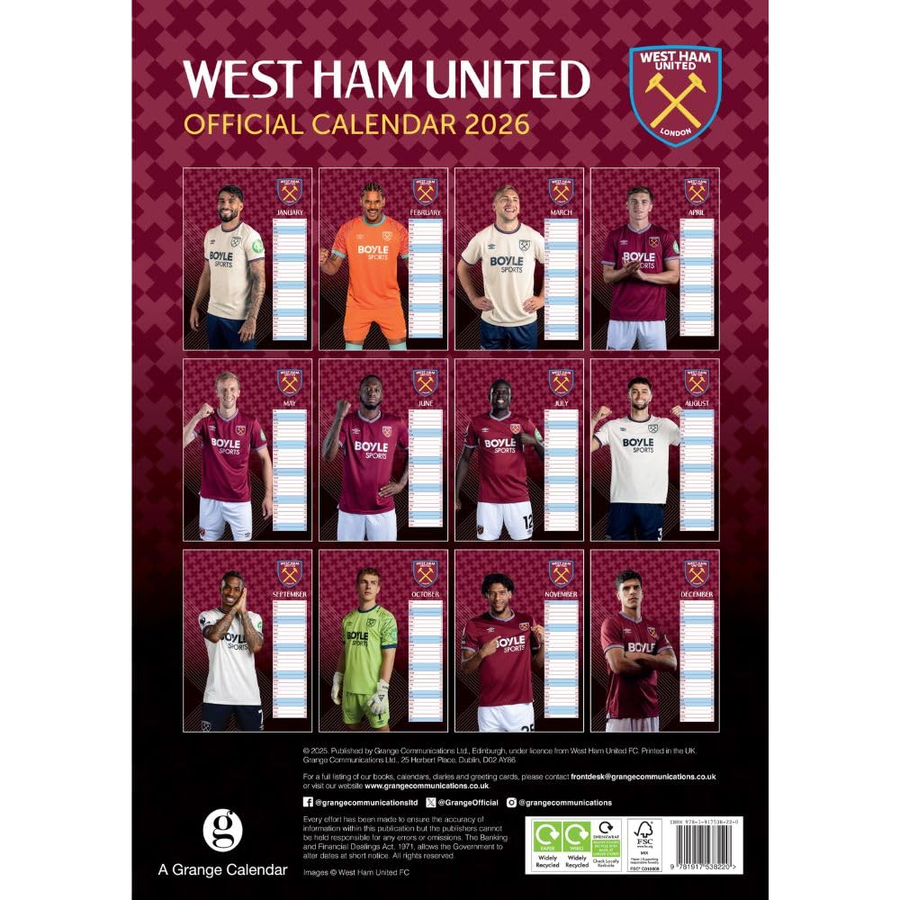 West Ham United FC A3 Calendar 2026: 4 - Calendars By West Ham United