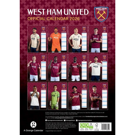 West Ham United FC A3 Calendar 2026: 4 - Calendars By West Ham United