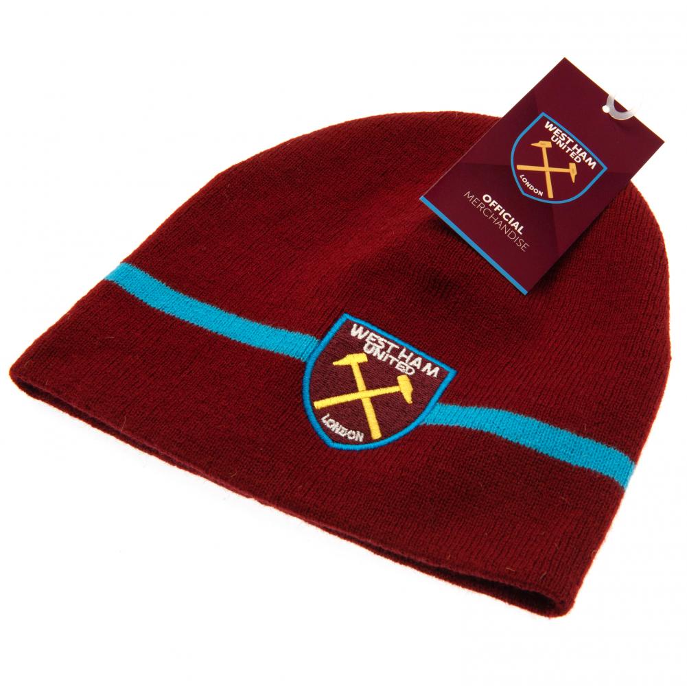 West Ham United FC Stripe Beanie: 3 - Caps & Hats By West Ham United