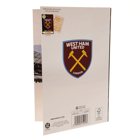 West Ham United FC Birthday Card With Stickers: 5 Greeting Cards By West Ham United