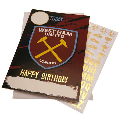 West Ham United FC Birthday Card With Stickers: 1 Greeting Cards By West Ham United