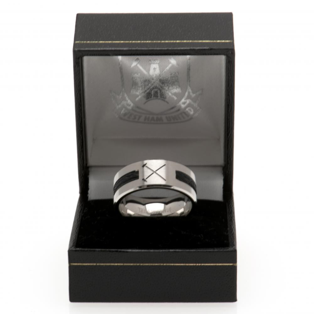 West Ham United FC Black Inlay Ring Small HM: 2 - Jewellery By West Ham United