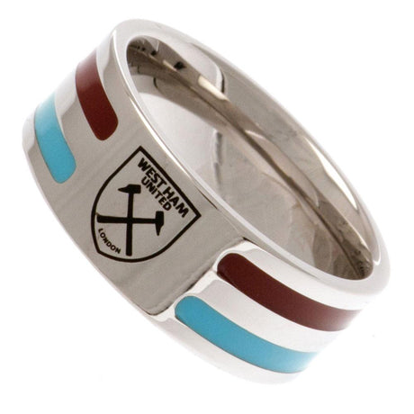 West Ham United FC Colour Stripe Ring Medium: 2 - Jewellery By West Ham United