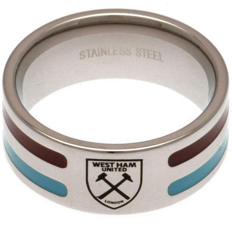 West Ham United FC Colour Stripe Ring Medium: 1 - Jewellery By West Ham United