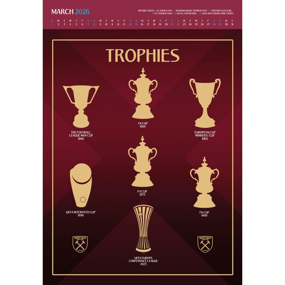 West Ham United FC Deluxe Calendar 2026: 2 - Calendars By West Ham United