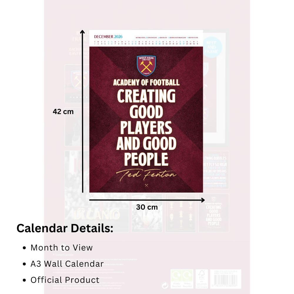 West Ham United FC Deluxe Calendar 2026: 7 - Calendars By West Ham United