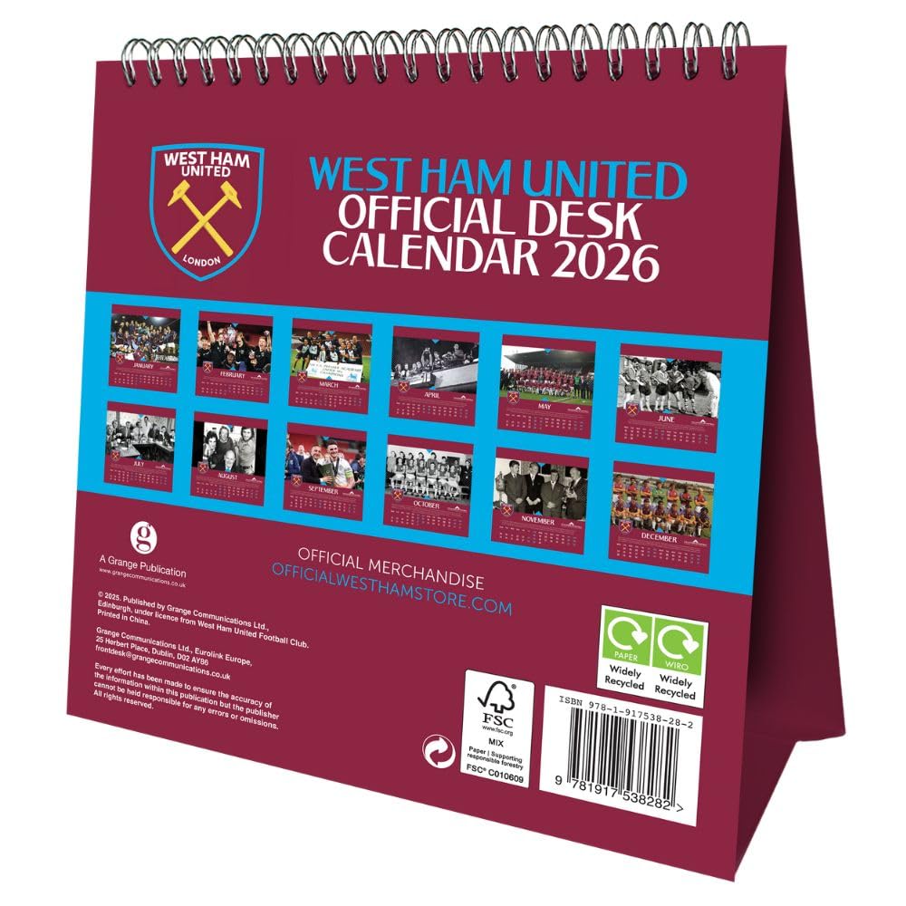 West Ham United FC Desktop Calendar 2026: 3 - Calendars By West Ham United
