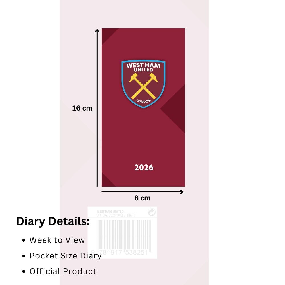 West Ham United FC Slim Diary 2026: 4 - Diaries By West Ham United