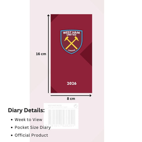 West Ham United FC Slim Diary 2026: 4 - Diaries By West Ham United