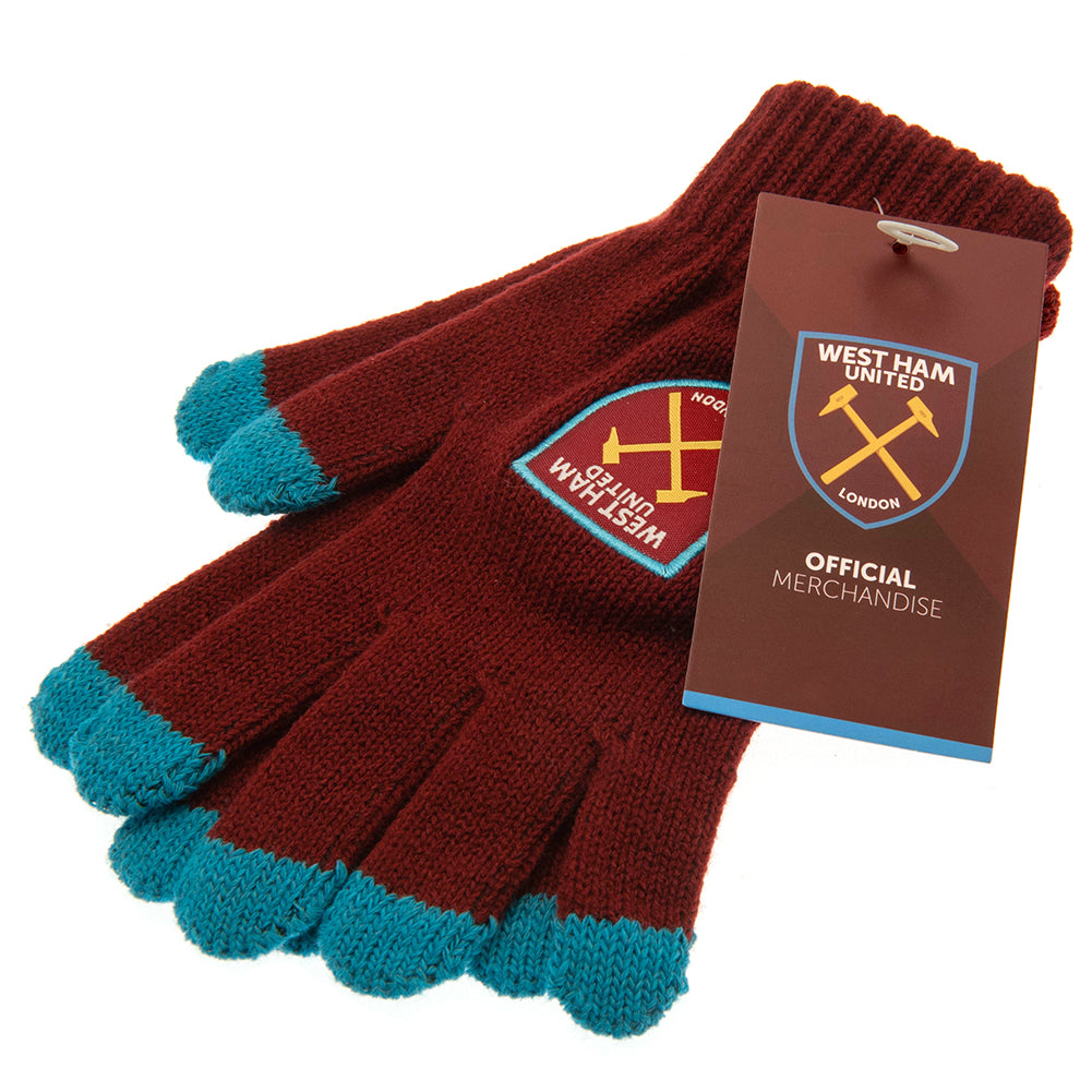 West Ham United FC Touchscreen Knitted Gloves Junior: 3 - Gloves By West Ham United