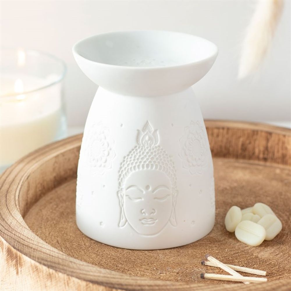 White Ceramic Buddha Face Oil Burner: 1 - Oil & Wax Burners By Gift Moments
