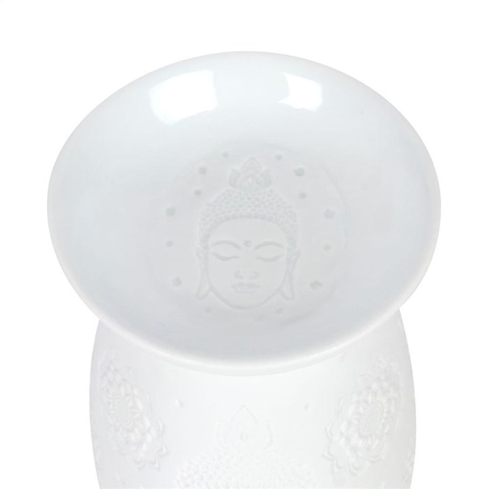 White Ceramic Buddha Face Oil Burner: 4 - Oil & Wax Burners By Gift Moments