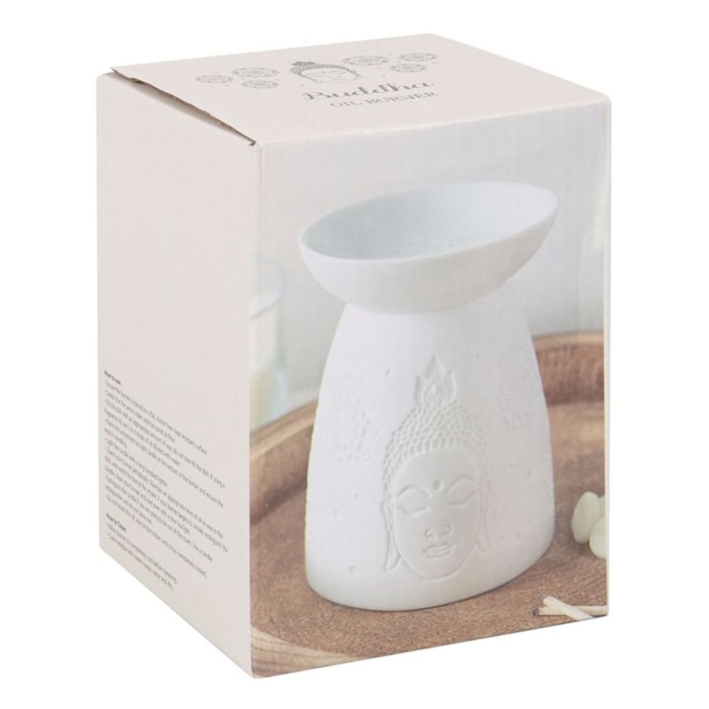 White Ceramic Buddha Face Oil Burner: 5 - Oil & Wax Burners By Gift Moments