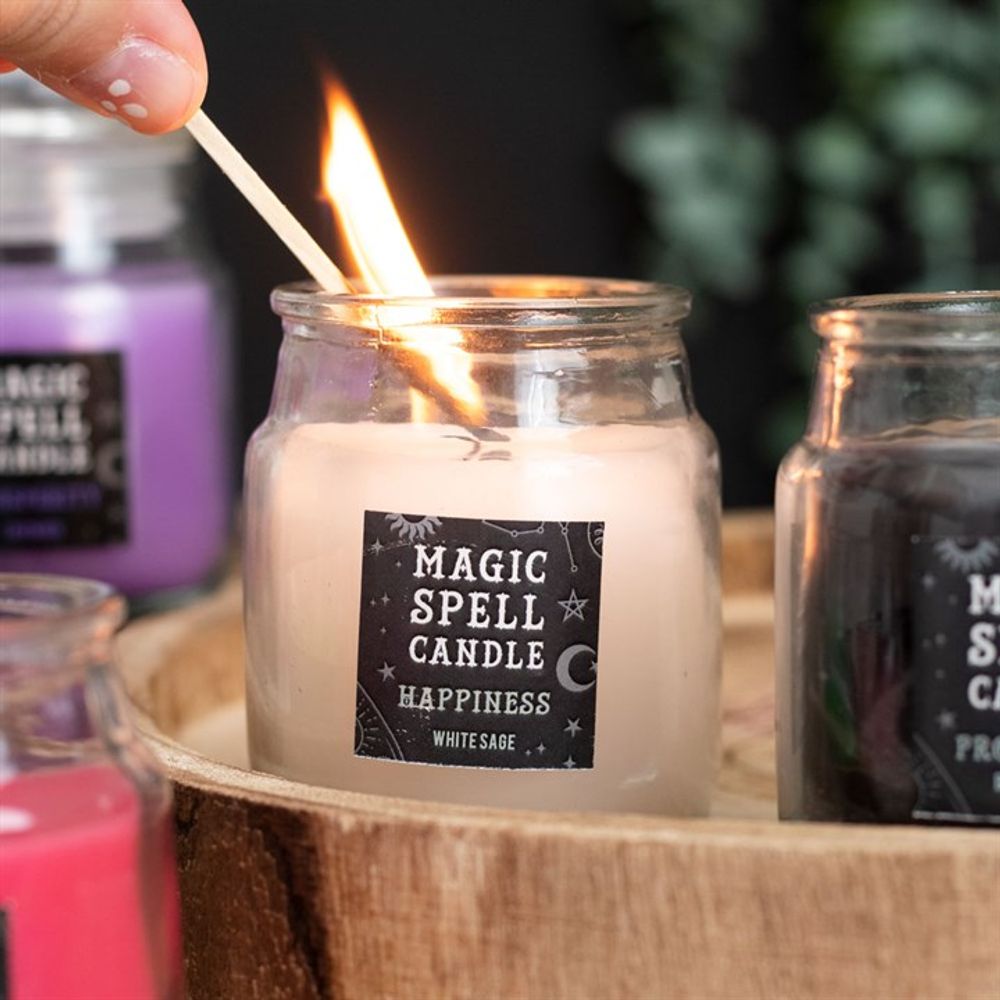 White Sage ’Happiness’ Spell Candle Jar: 1 - Candles By Gift Moments