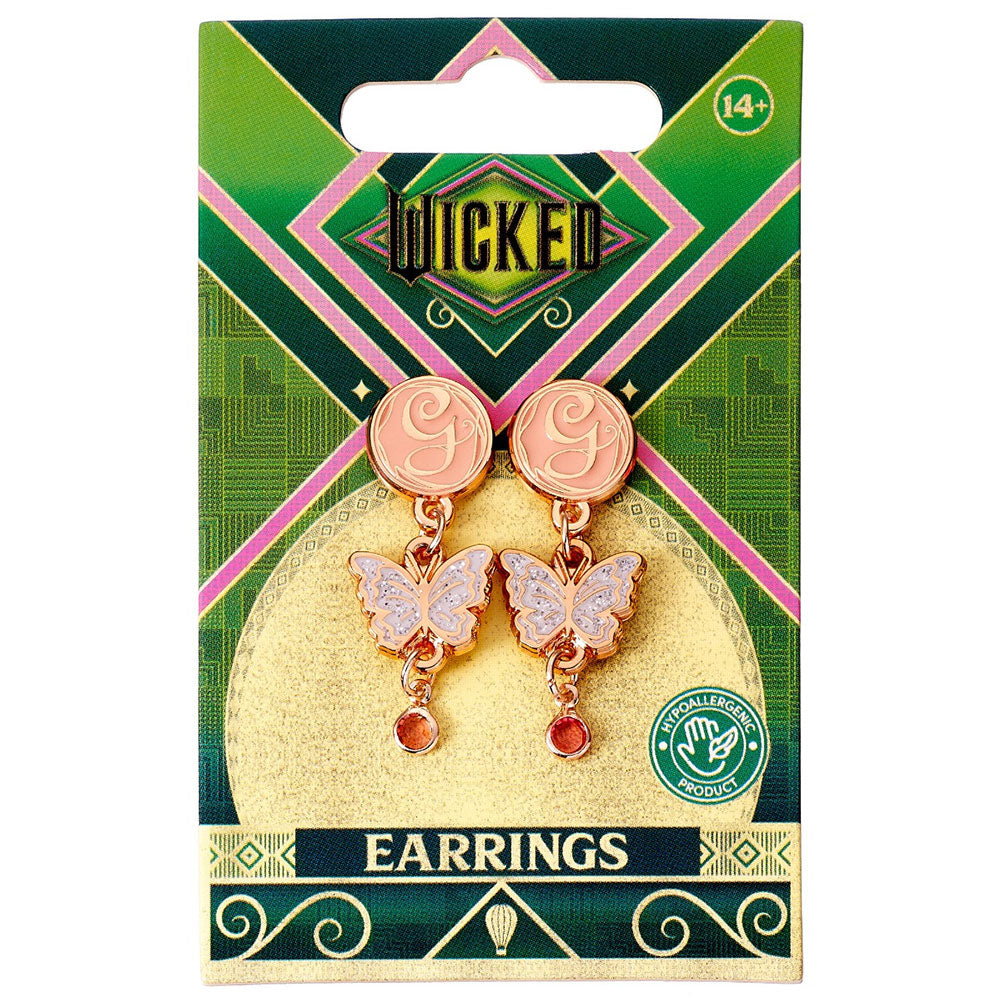 Wicked Rose Gold Plated Glinda Butterfly Drop Earrings: 3 - Jewellery By Wicked