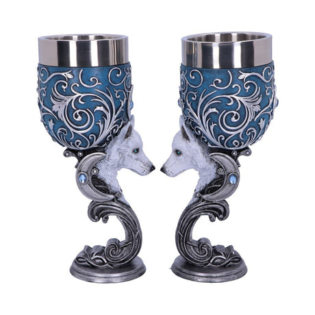 Wild at Heart Twin Wolf Heart Set of Two Goblets: 2 Goblets & Chalices By NN Designs