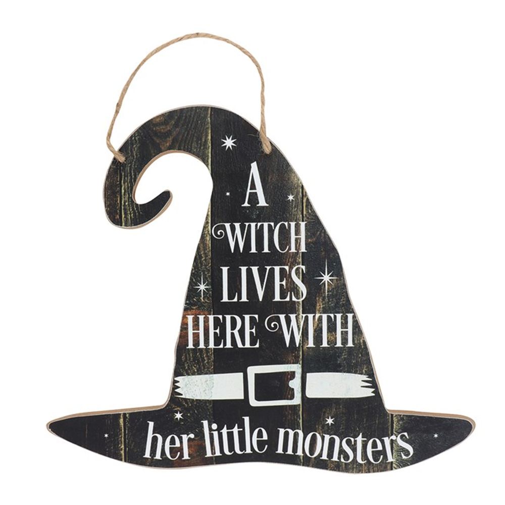 A Witch Lives Here Hanging MDF Sign: 1 - Signs & Plaques By Gift Moments