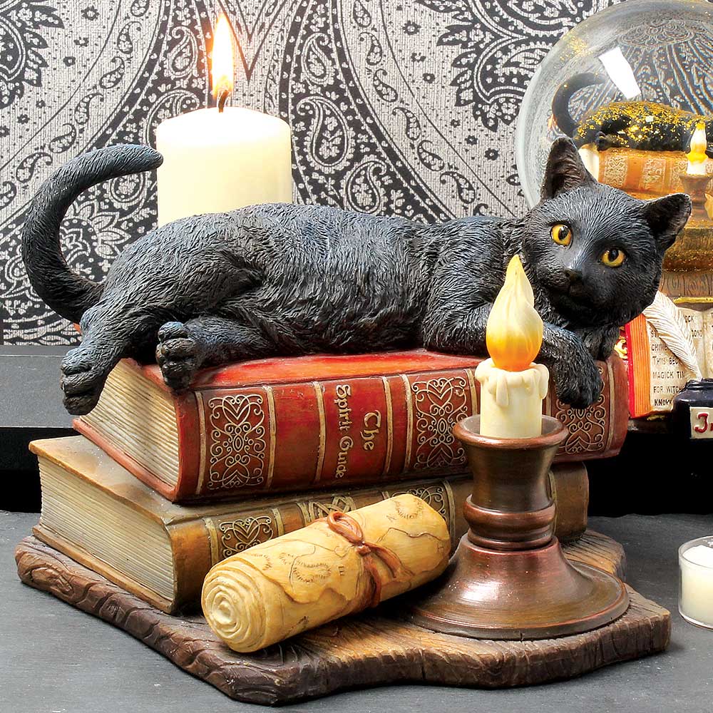 Witching Hour Cat Figurine by Lisa Parker Black Cat & Candle Ornament: 1 - Figurines Medium (15-29cm) By Lisa Parker