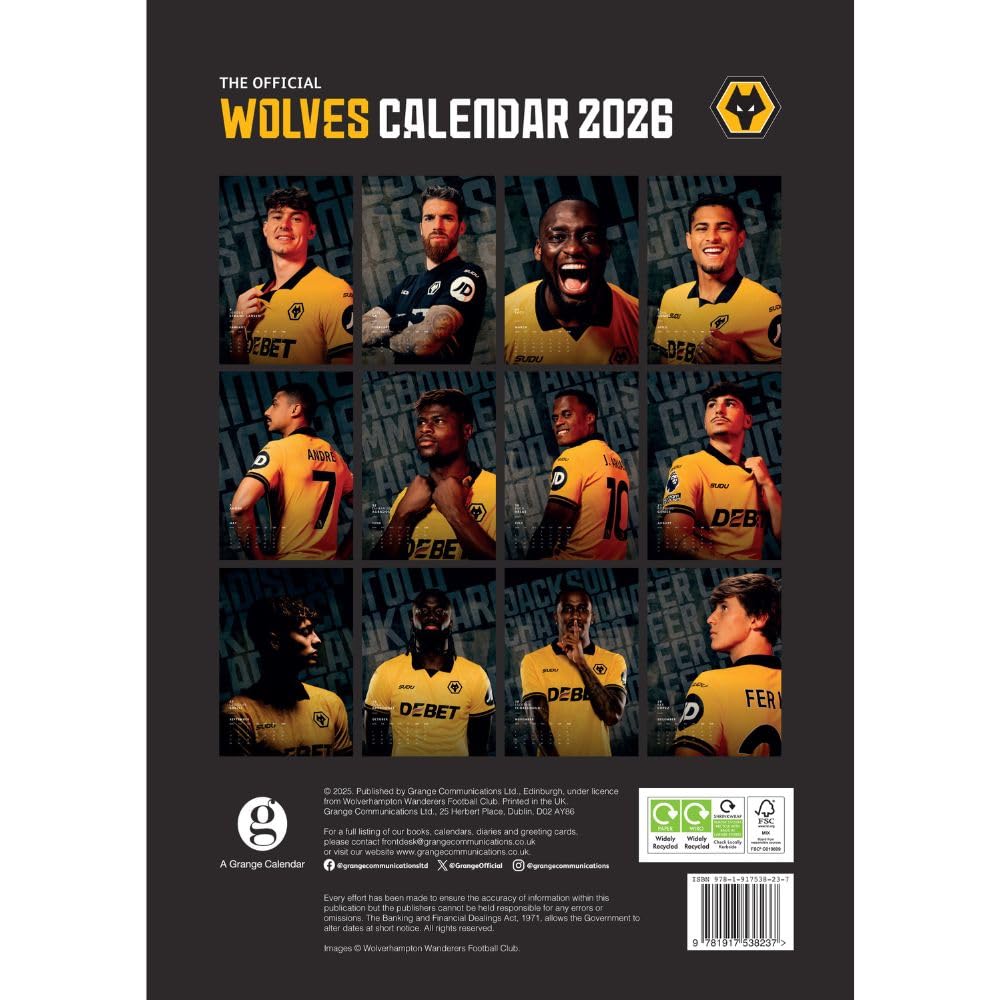 Wolverhampton Wanderers FC A3 Calendar 2026: 4 - Calendars By Wolverhampton Wanderers