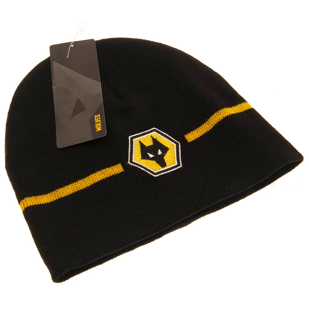Wolverhampton Wanderers FC Stripe Beanie: 3 - Caps & Hats By Wolverhampton Wanderers