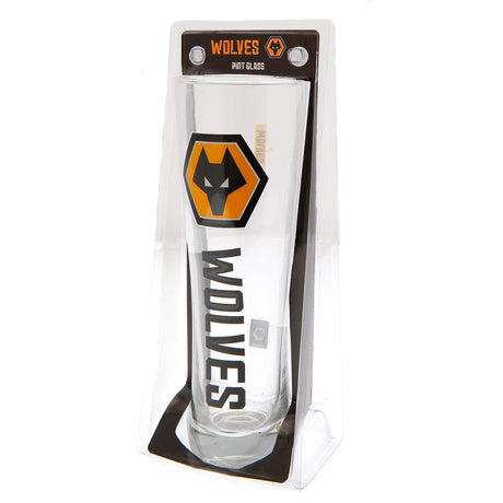 Wolverhampton Wanderers FC Tall Beer Glass: 3 - Glassware By Wolverhampton Wanderers