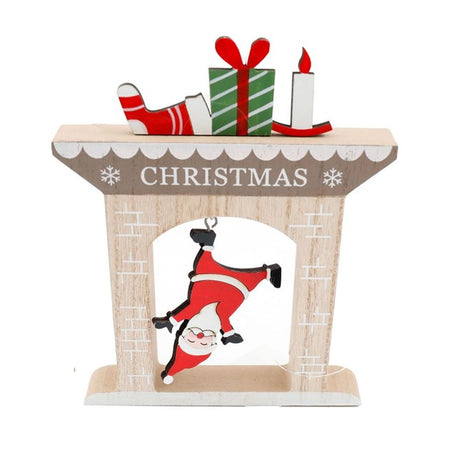Whimsical Wooden Santa Fireplace Decoration: 1 - Christmas Decorations By Gift Moments