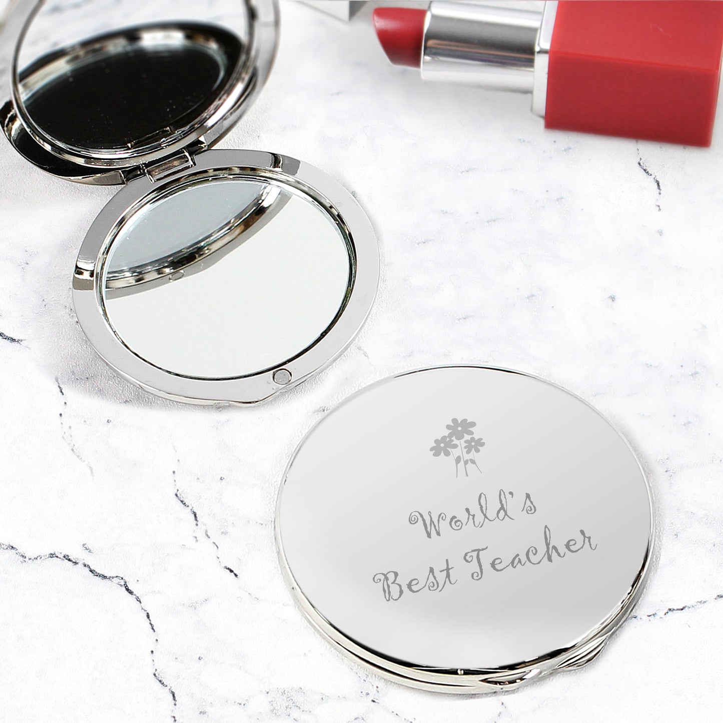 Worlds Best Teacher Round Compact Mirror: 1 - Compact Mirrors By Gift Moments