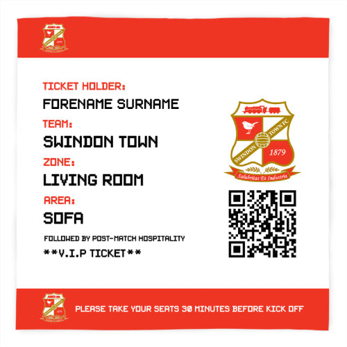 Personalised Swindon Town FC Ticket Fleece Blanket