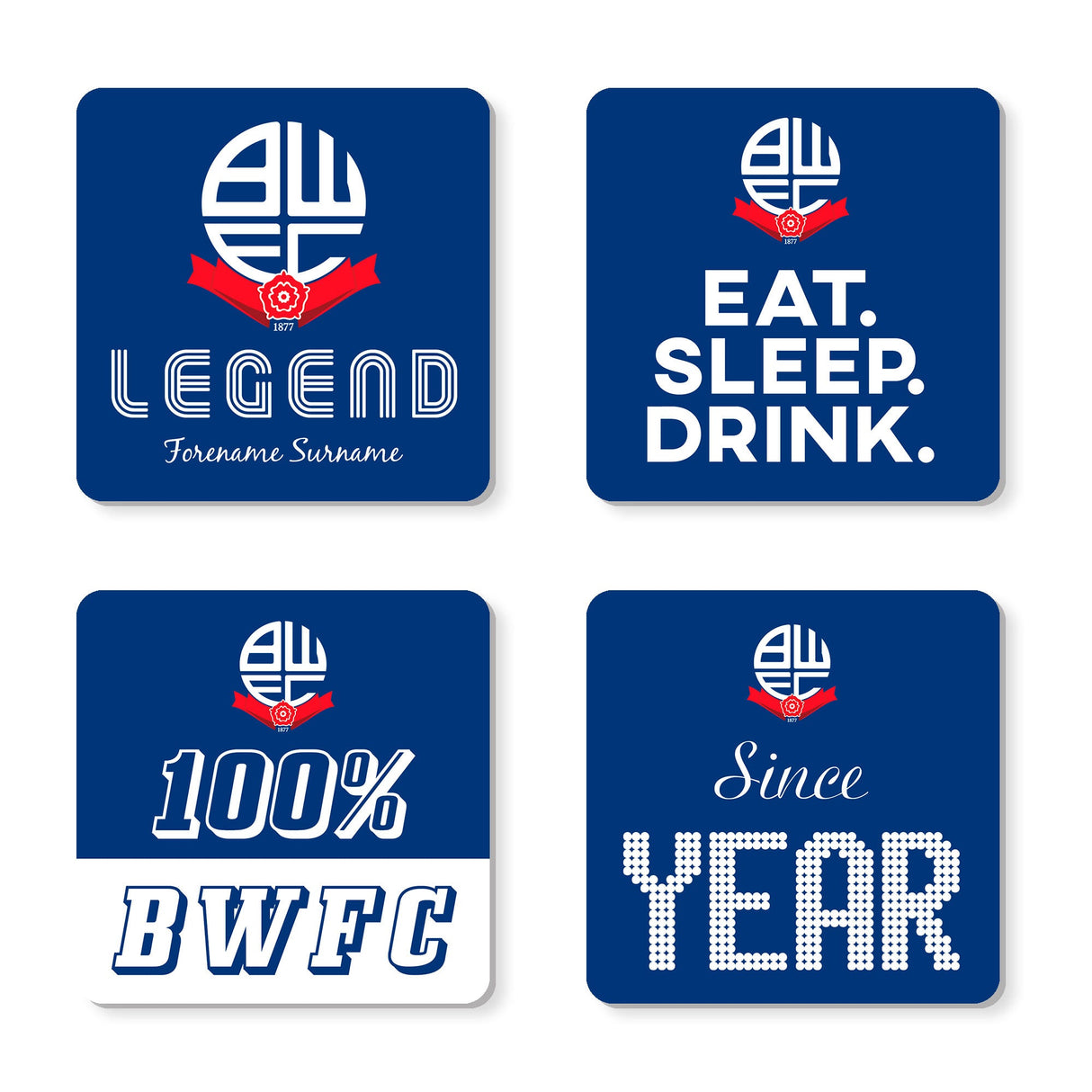 Personalised Bolton Wanderers FC Coasters