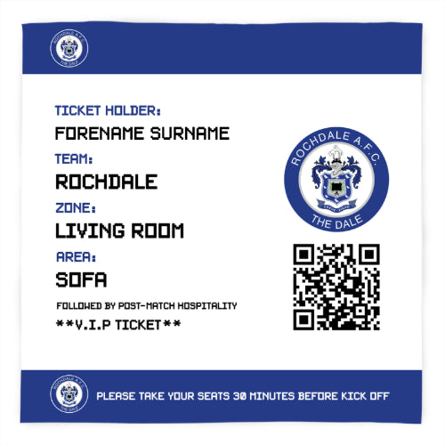Personalised Rochdale FC Ticket Fleece Blanket