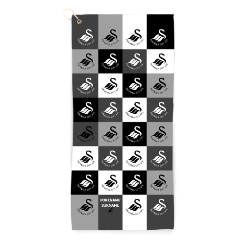 Personalised Swansea City AFC Chequered Golf Towel