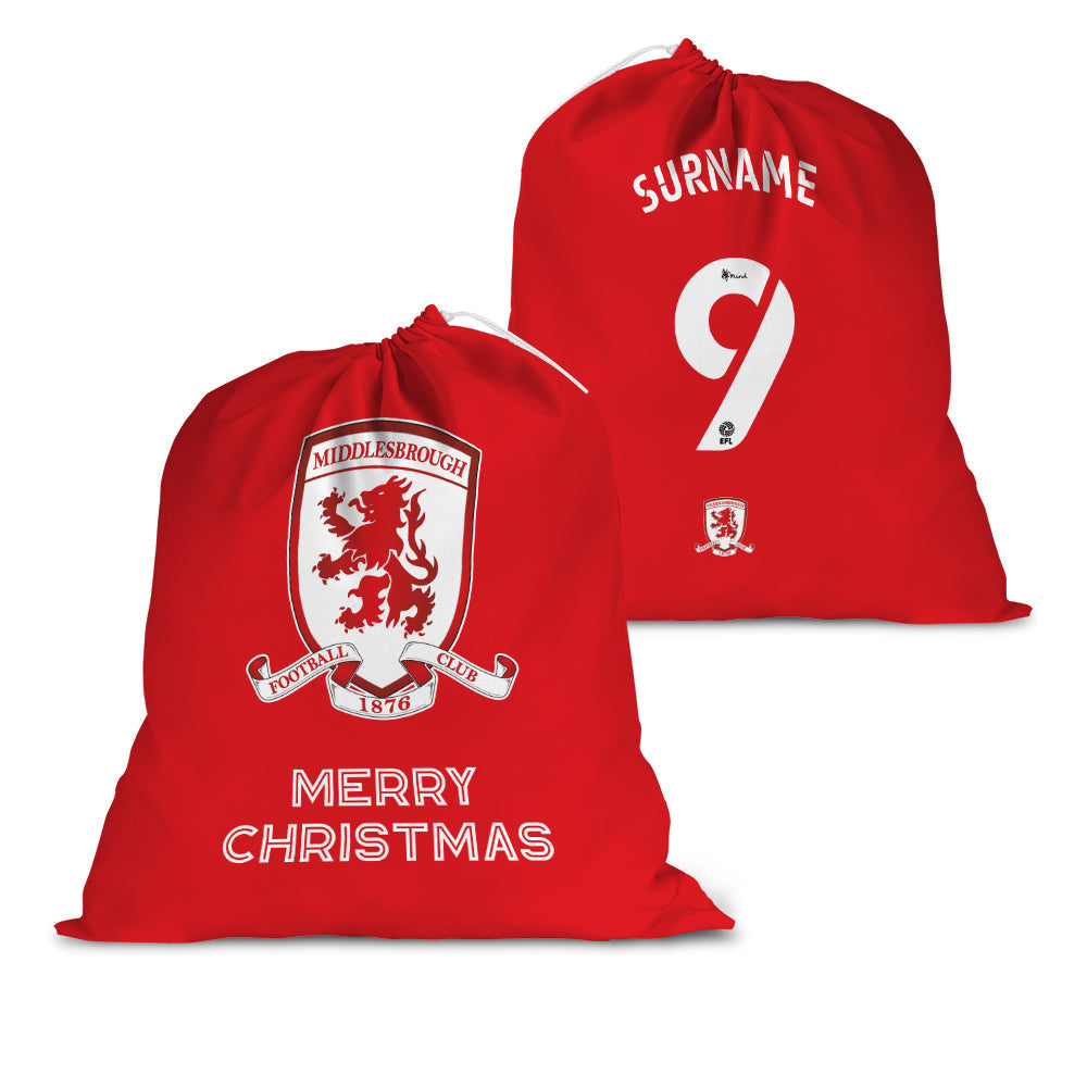 Personalised Middlesbrough FC Shirt Santa Sack