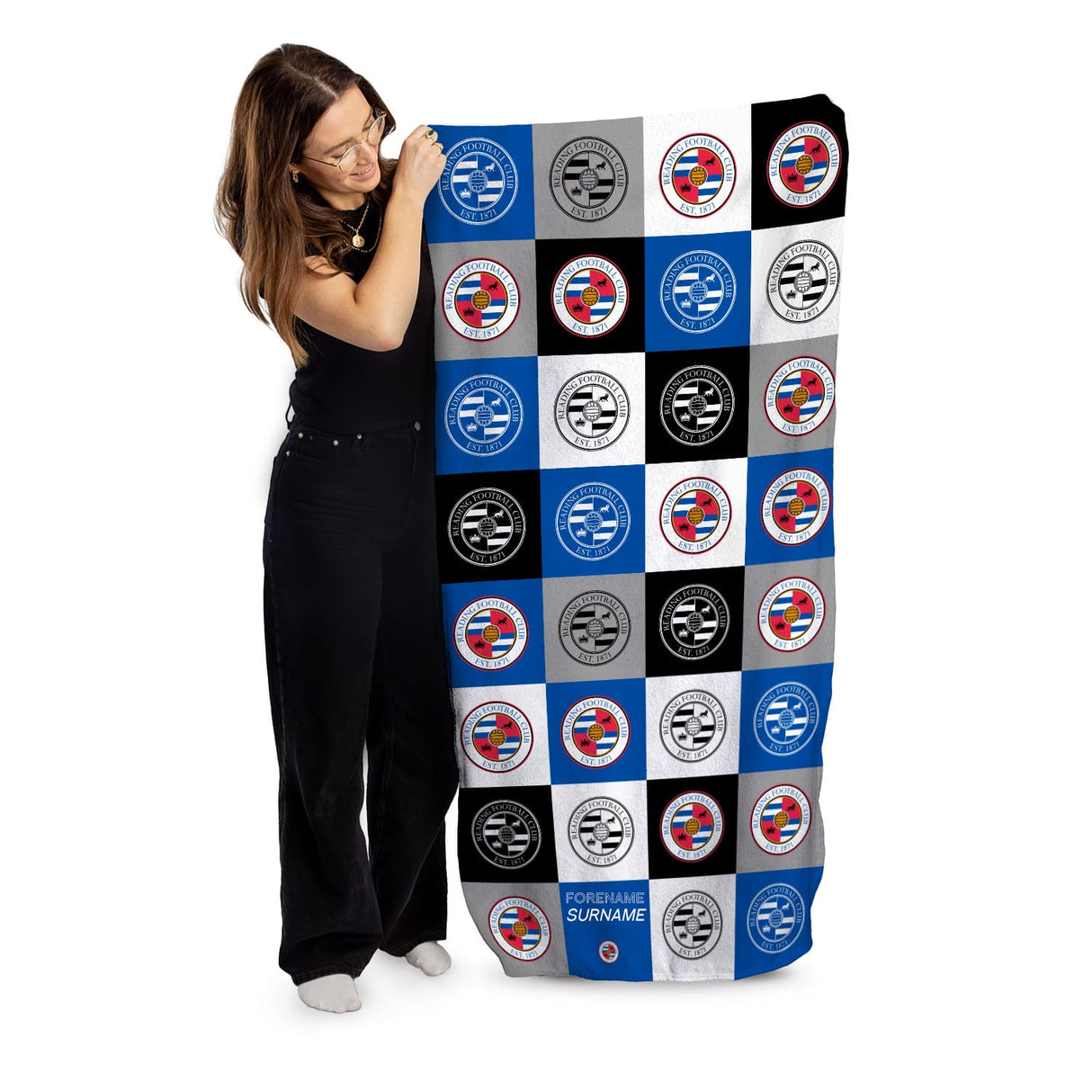 Personalised Reading FC Chequered Beach Towel