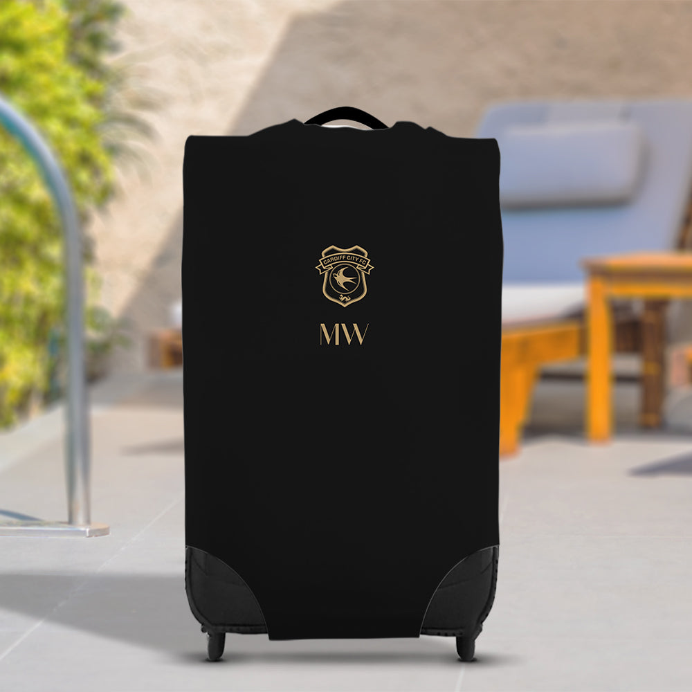 Personalised Cardiff City FC Black Suitcase Cover (Medium)