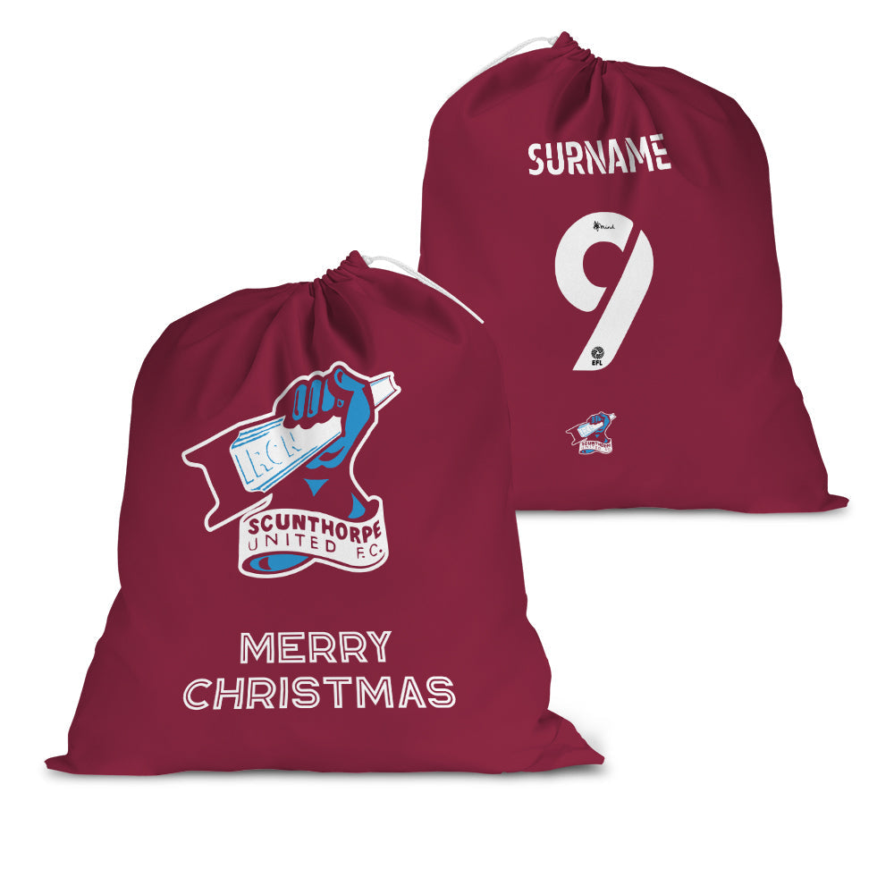 Personalised Scunthorpe United FC Shirt Santa Sack