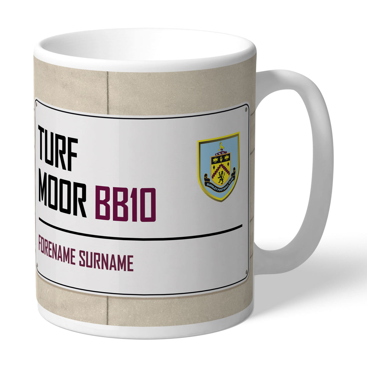 Personalised Burnley FC Street Sign Mug