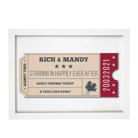 Cinema Ticket A4 White Framed Print - Gift Moments
