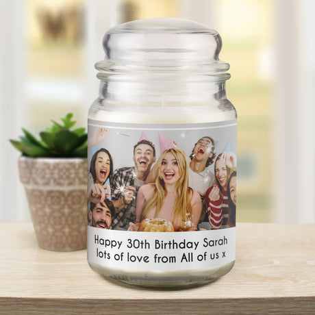 Photo Upload Scented Jar Candle - Gift Moments