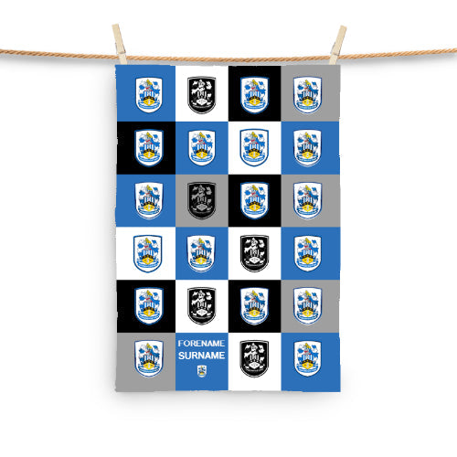 Personalised Huddersfield Town FC Chequered Tea Towel