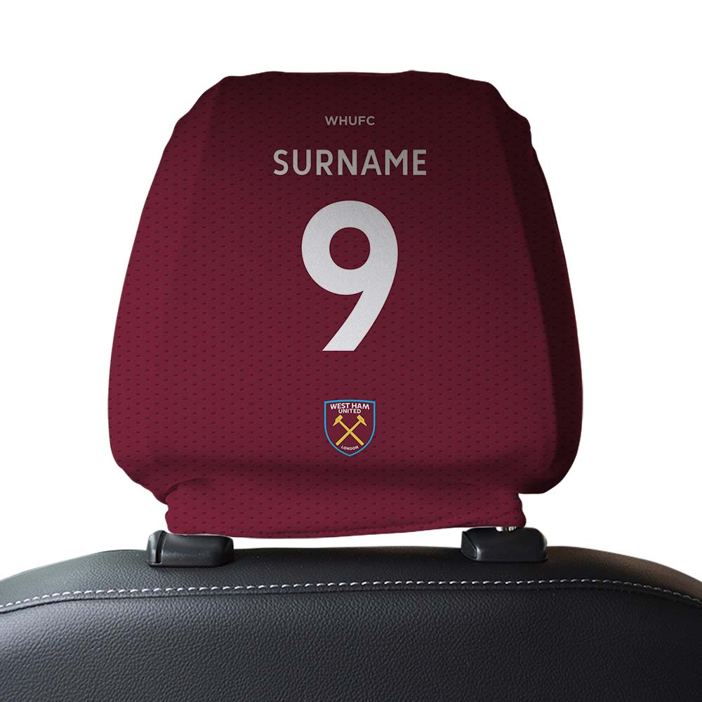 Personalised West Ham United FC Car Headrest Cover